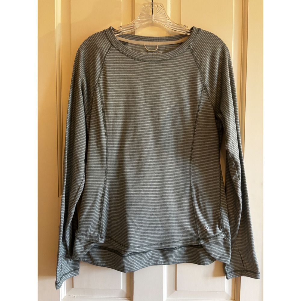Avalanche Outdoor Supply Co Womens Grey Striped Long Sleeve Active Top Medium